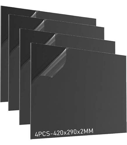 2 stuks A4 zwarte acrylplaten, 297 mm x 210 mm, 3 mm dik kunststof