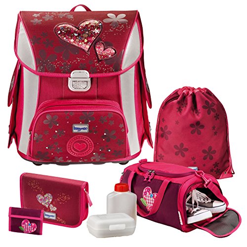 Lovely Hearts SIMY Baggymax Mädchen Leicht-Schulranzen Set 7tlg. Hama