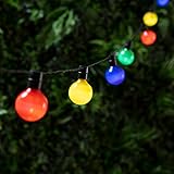 Lights4fun Guirlande Lumineuse Guinguette Solaire avec 16 Boules LED Multicolores 2,8m