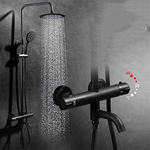 QINLEI European black full copper constant temperature shower shower shower shower set multi function shower head hand-held sprinkler turbocharged shower system,A