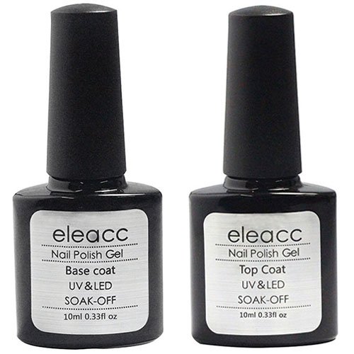Eleacc 2 x 10ml Nail Art UV/LED Lamp Gel Polish Gelpolish Base Top Coat Primer Foundation Long-lasting