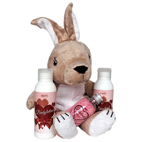 BRUBAKER Geschenkset handverpackt mit großem Stoff Hasen und 3-tlg. Pflegeset - 3