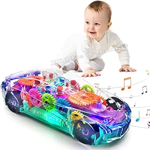 Galaxy Hi-Tech Transparent car 3D Concept Super Car Toy for Kids with 360 Degree Rotation, Gear Simulation Mechanical Car Technology w/d Sound & Light Toys for Kids Boys & Girls Toys & Games