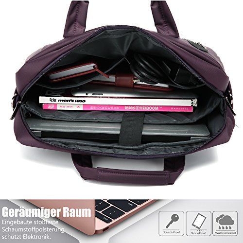 CoolBELL 17,3 Zoll Laptop Tasche mit Riemen mehrfachfach Messenger Bag Nylon Aktentasche für Männer / Damen,Violett - 3