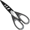 Heavy Duty Kitchen Scissor Shears - Large, Strong, Soft Grip, Dishwasher Safe, Multi-Purpose, Utility Food Cooking Snips, Bottle Opener & Safety Sheath. (Grey)