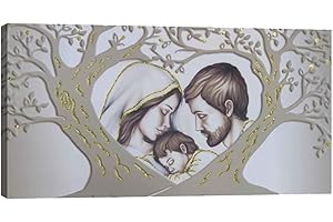 oggettando QUADRO albero della vita sacra famiglia Arredo soggiorno salotto camera da letto cucina ufficio bar ristorante Regalo utili, originali ed economici (Gold, 120x60cm)