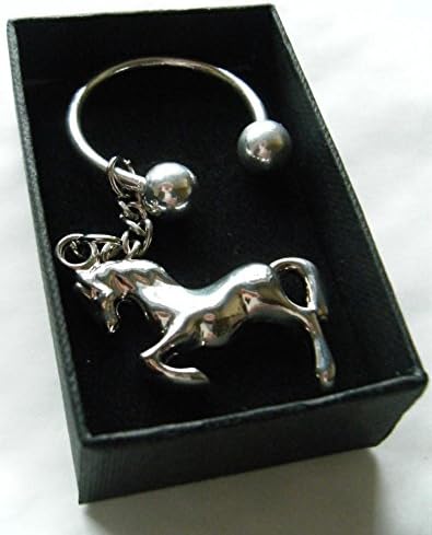 Gift Boxed Chrome Metal Horse Horseshoe Keyring Keychain