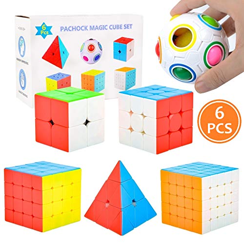 Pachock Cubo Mágico Puzzle Pack, Cubo de la Velocidad Paquete- 2x2 3x3 4x4 5x5 Cubo de la Pirámide Magic Rainball Ball, con Caja de Regalo