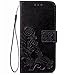 Galaxy S4 Leather Case,Galaxy S4 Floral Wallet Case,Leeook Card Slots Pu Leather Magnetic Closure Bookstyle Elegant Retro Pressed Flower Strap Flip Wallet Proective Case Cover with Stand for Samsung Galaxy S4+1x Black Stylus-Flower,Black