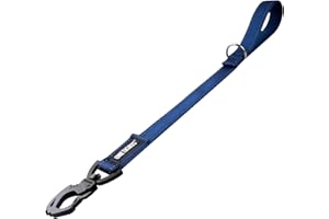OneTigris Bolt Laisse courte pour chien 52 cm, avec clip en métal et rembourrage doux, réfléchissante, en nylon, convient aux chiens de taille moyenne et grande, bleue