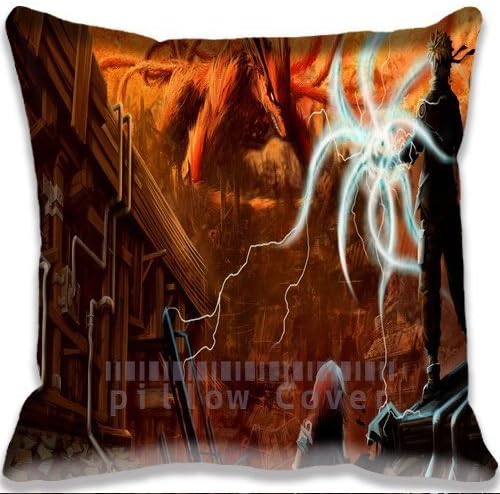 Super Soft and Light Weight Throw Pillow Case Garden Chair Pillow Cover anime manga Naruto War Kyuubi Pillow Case
