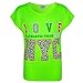 Produktbild Kinder Mädchen LOVE Us Athletic Team NYC Bedruckt Modisch Bauchfreies Top 122 128 134 140 11 12 13 Jahre - Neongrün, 122-128