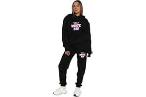 B&S TRENDZ Women's Tracksuits Printed Sweatshirt and Sweatpants Sets 2 Piece Jogger, Letter Print Set, Casual Activewear Loungewear Sets for Ladies Kids, Womens Full Set Outfits Fashion Hoodies and Sweatpant