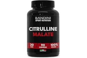 Bandini® CITRULLINE MALATE 90 Compresse 3000 mg per Dose Giornaliera - Dosaggio Extra-Elevato (Copertura 1 mese) - L-Citrullina da fermentazione 100% Vegan - Citrullina per Atleti e Culturisti