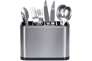 Asdazrxy Portaposate Da Cucina, Scolaposate Da Lavello, Scolaposate Acciaio, Porta Posate da Tavola, 4 Scomparti, per Riporre Bacchette, Coltelli, Forchette, Ecc