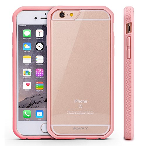 iPhone 6S Case, SAVFY iPhone 6 (4.7 inch) Shock Absorption Cover Scratch Resistant Crystal Clear Shockproof Hard Back Panel Hybrid TPU Soft Anti-Slip Comfort Bumper for Apple iPhone 6 / 6S [Pink]