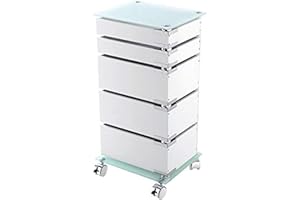 FERIDRAS 221006-B Carrello, 5 Cassetti Girevole, Bianco, 30x36.5x75.5 cm