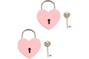 FENGLIN-JOY Cerraduras de Amor,2 Pcs Candado en Forma de Corazón Mini Candado de Corazón en Forma con llave para el día de San Valentín,Boda,Aniversario,Bolso De Equipaje(Rosa)