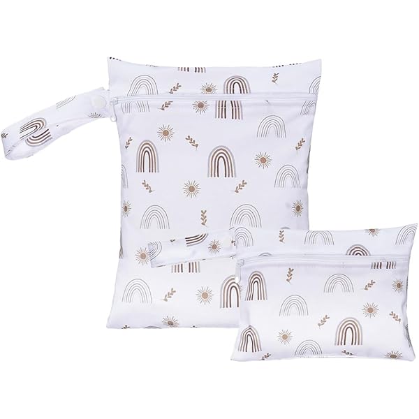 2 Wet Bag Per Pannolini Lavabili - Impermeabili, Per Neonati, Nuoto, Viaggi, Design Floreale, 30x28 Cm - Foto 2