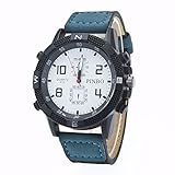 Easy Go Shopping 3er-Pack runde Zifferblatt Lederband Canvas-Uhr (Colour : Weiß und Blau)