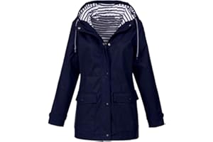 DORIC Overdose Mujeres A Prueba De Viento Nuevo DiseñO Chaqueta para La Lluvia De Color SóLido Al Aire Libre Plus Impermeable con Capucha Tops Chaqueta De Gran TamañO