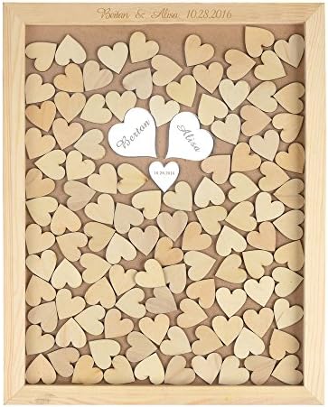 YS2016 Personalised Engraved Love Rustic Drop Top Wooden Wedding Guest Book Frame (Style 4)