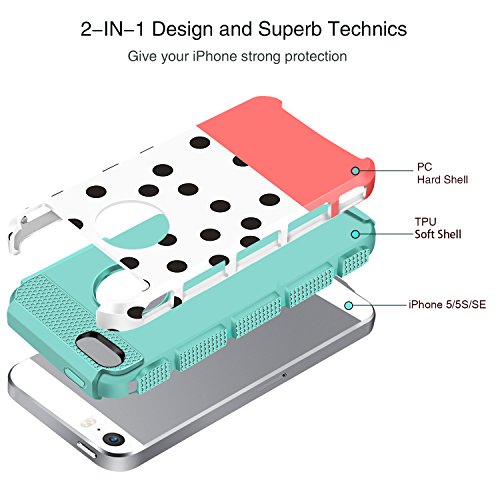 Funda iPhone SE  Funda iPhone 5S  Funda iPhone 5  BENTOBEN iPhone Case Ultra Delgada C  scara Cover Case Dura Flexible TPU   PC Doble Capa Antigolpes Forma Punto Protecci  n 360 Grados para Apple iPhone SE 5 5S 5  Azul y Naranja