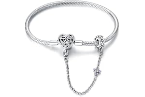Pandach Bracelet Pour Femme Pandora charms avec Fermoir Cœur en Argent 925,Bijoux Femme Cadeaux Noël Femme Anniversaire Fête des Mères