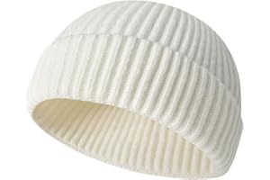 JFAN Gorro Docker de Punto Forro Polar Beanie de Lana Gorro con Vuelta Sombreros Cálidos de Invierno Gorro de Pescador Skullcap