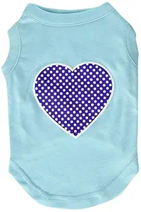 Mirage Pet Products Purple Swiss Dot Heart Screen Print Shirt, Medium, Aqua