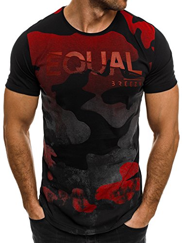 OZONEE Herren T-Shirt mit Motiv Kurzarm Rundhals Figurbetont Breezy 548 Schwarz L OZONEE Herren T-Shirt mit Motiv Kurzarm Rundhals Figurbetont Breezy 548 Schwarz L