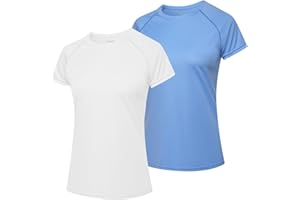 MEETWEE Swim Shirts for Women, Short Sleeve T Shirt Athletic Casual Tops Quick Dry UPF 50+ Running Surfing Workout Yoga Sun Tee Shirts