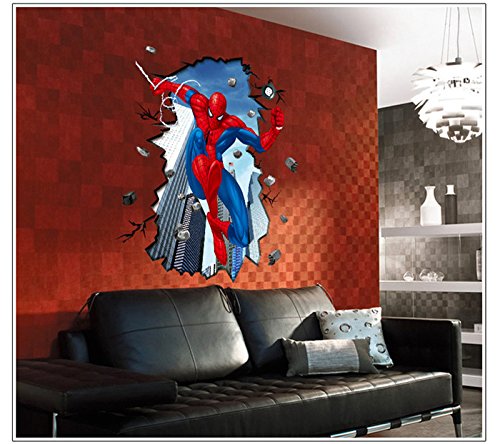 Spiderman Hot Sell PVC Wall Sticker Children Bedroom Background Decoration by Tiny Paradise UK