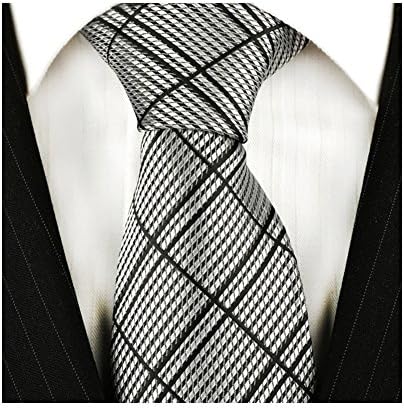 TNS High Quality Diamond Checkered Ties UK (Silver &amp; Black Checkered)