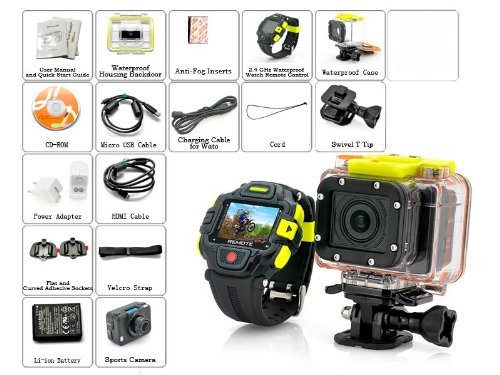 Full HD Action Camera 'Eyeshot' with Wi-Fi and Watch Remote Control - 1920x1080p, Panasonic Sensor, Ultra Wide 145 Degree Lens