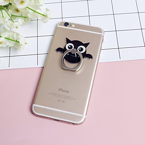 360 degree rotation Multi-function Cell Phone Holder Pop cellular phone bracket Socket Universal Expanding Stand Grip hands Finger ring Mount for Smartphones and Tablets - black owl
