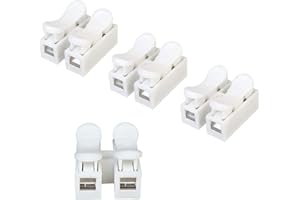 Aiqeer 68 Pièces CH2 Connecteurs à Ressort, Connecteur Fil Ressort Rapide, Terminal Rapide Autobloquant, Type Presse le Connecteur de Câble Rapide, Bornier de Connecteur de Fil (Blanc)