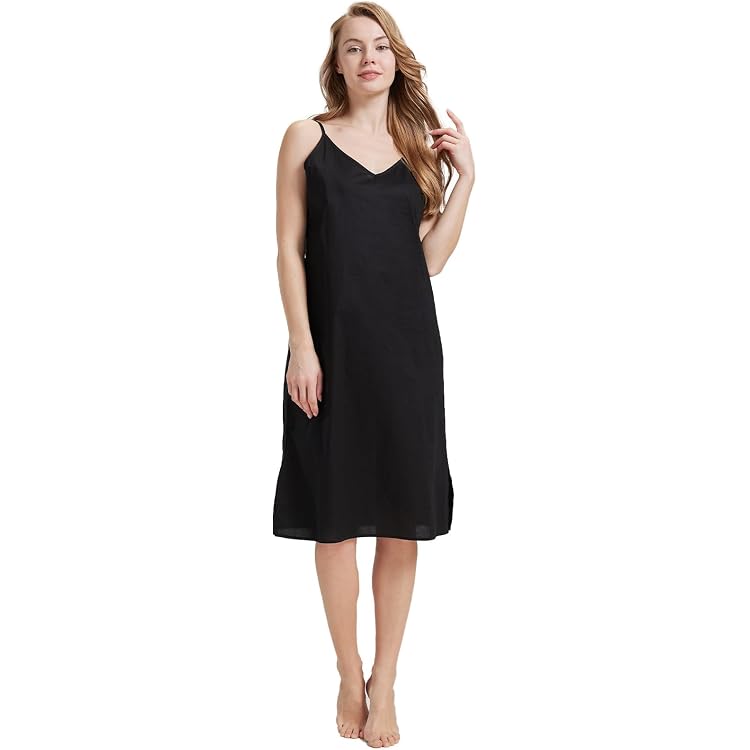 Fond De Robe Femme - Slip Élégant - Bretelles - Coton/Polyester - Blanc/Noir/Chair - Taille S-XXL