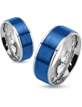 Paula & Fritz® Ring aus Edelstahl Chirurgenstahl 316L erhobenes blaues Band gebürstet verfügbare Ringgrößen 47...