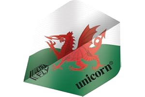 Unicorn UltraFly Dart Flights | Wales Cymru Y Ddraig Goch Flag Design | Standard Plus Shape| Ultra Durable 100 Micron Polyester PET