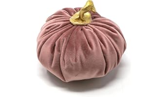 DECLEA Zucca Decorativa in Velluto Decorazione Autunnale tavola Camino e casa, Cuscino a Forma di Zucca in Velluto Morbido Realizzato a Mano, Rosa