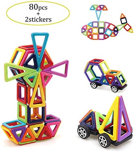 Magnetic Building Blocks | Building Blocks Rainbow Set of Uping | ABS Plastic |80+2 Stickers