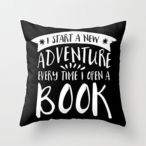 Jumkim I Start A New Adventure Every Time I Open A Book Inverted Throw Pillow Case Cushion Cover 18 x 18 inches