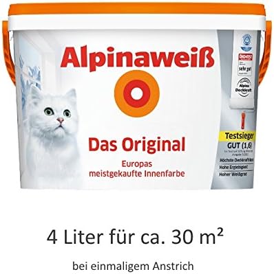 Alpinaweiß – The Original Light 4 Liter white wall paint – Maximum Coverage – At The First Touch