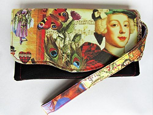 Romantic Scottish, Bonnie Prince Charlie, Tartan themed NCW -Necessary Clutch Wallet- Handcrafted purse/wallet, Outlander/Clan unique gift.