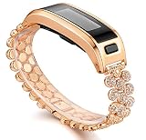Ersatzarmband für Garmin Vivosmart HR, Metallgehäuse mit einstellbarem Uhrenarmband, Zubehör, GM-02-Rose Gold