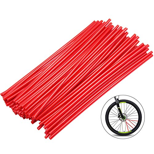 Roues pour moto, Diealles 72pcs Couvres Rayons Moto Spokes Skins Set Protections Universelles pour Motos et Dirt Bike - Rouge