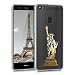 Produktbild kwmobile Hülle für Huawei P10 Lite - TPU Silikon Backcover Case Handy Schutzhülle - Cover klar Statue of Liberty Design Gold Transparent