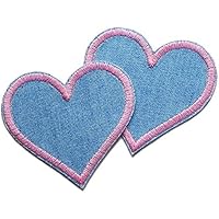 Set 2 Jeansflicken Herz Patch Flicken zum aufbügeln für Mädchen