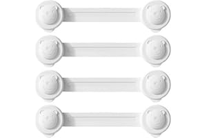MEXRUMI 4 Piezas Cerradura De Niño Para Armario Y Cajones, Cerradura De Cajón Para Puerta Armarios Nevera Y Cajones Con Fuerte Adhesivo Sin Necesidad De Taladrar, Cerradura De Armario（Blanco）